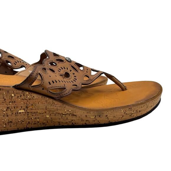 Clarks Cork Wedge Sandals Boho Laser-Cut Thong Sandals 8.5 Resort Festival - Picture 5 of 12